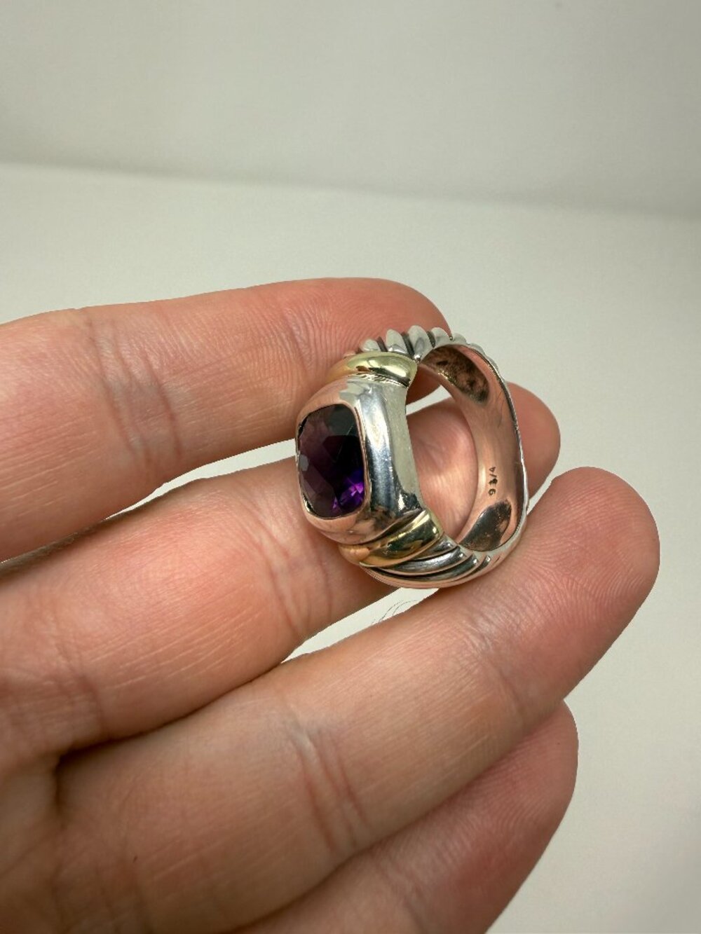 David Yurman Sterling Silver & 14k Noblesse Amethyst Ring